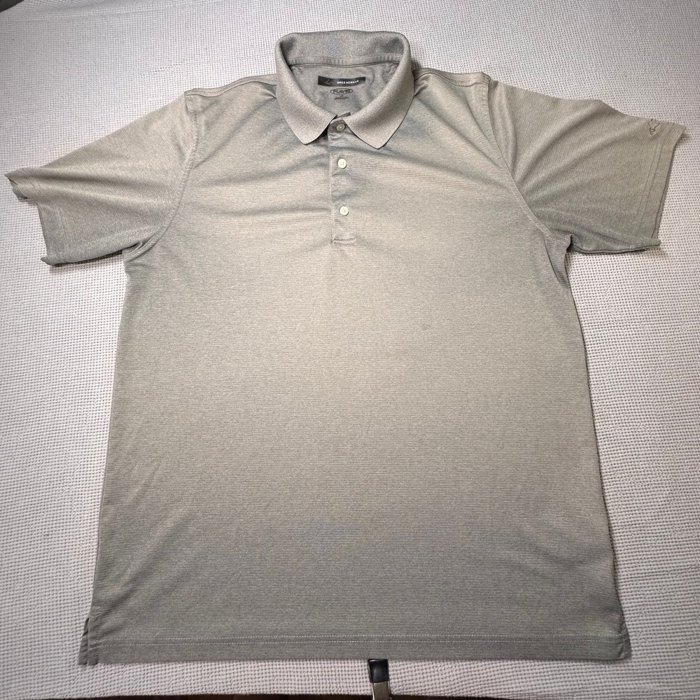 Greg Norman Gray Diamond pattern Play Dry Golf POLO SHIRT Large L Poly